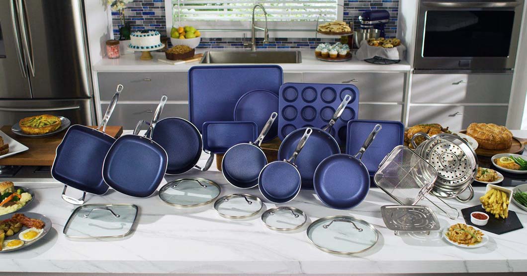 Ensemble de batterie de cuisine antiadhésive Granitestone Blue